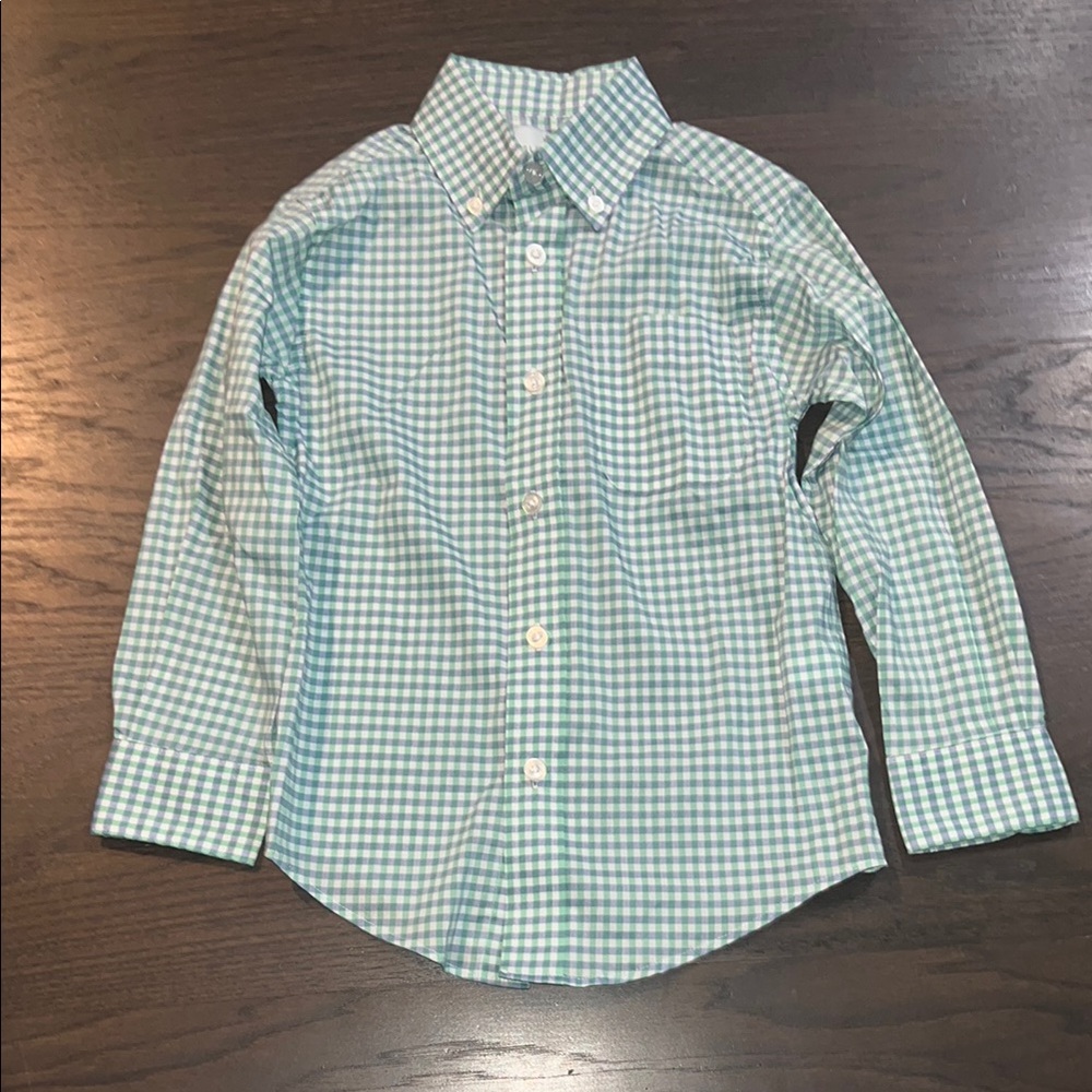 Class Club Green and White Gingham Button Down Shirt size 4/5